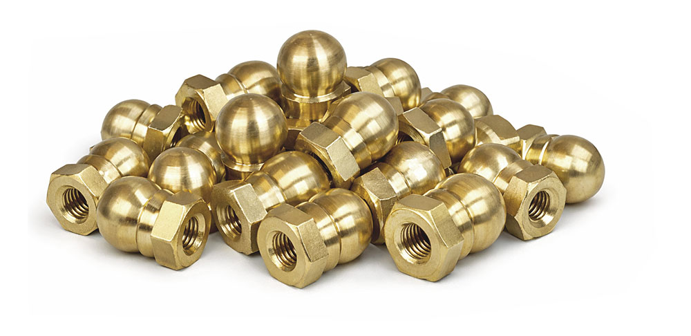 Écrou borgne en laiton décoratif boule taraudé M6 — six pans hexagonaux, idéal pour la construction de lustres et luminaires
